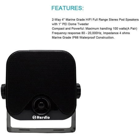 MP3//USB AM//FM Marine Stereo Bundle for Boat ATV UTV SPA Bluetooth Herdio Receiver//Speaker Package White